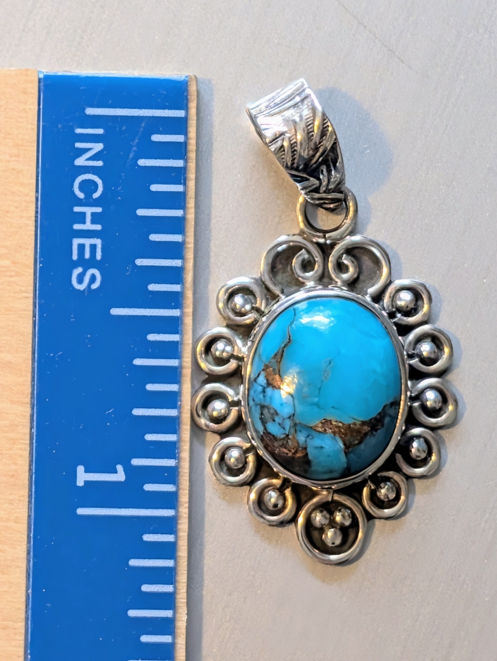 925 Silver And Turquoise Pendant - Picture 2 of 5